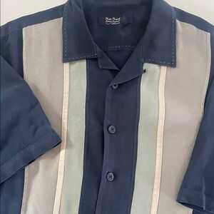 Nat Nast Blue and Gray Short Sleeve Shirt